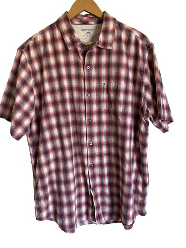 Horny Toad Size XL Red Black Plaid Short Sleeve Button Up Collared Shirt