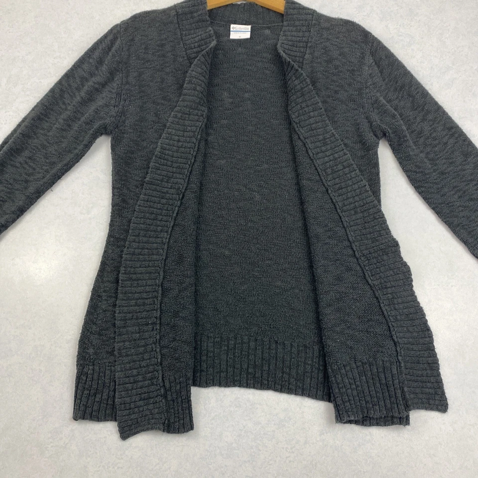 Suéter Columbia Mujer Mediano Manga Larga Frente Abierto Cárdigan Gris Carbón Foto 2 de 4