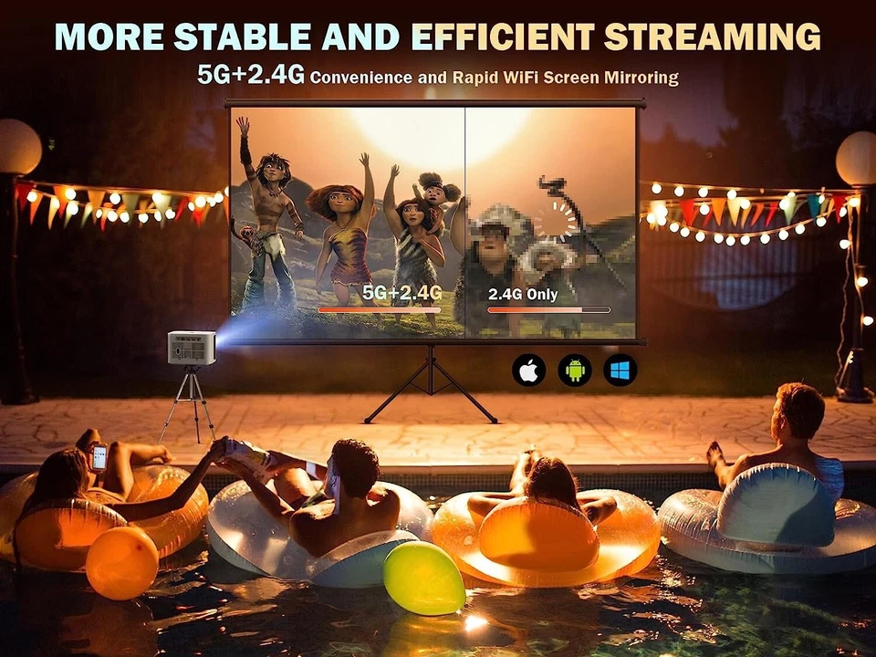 DBPOWER HD 1080P Projectors 5G WiFi Bluetooth Video Home Theater 200" Display - Image 3 of 4