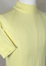 "Fully Fashioned" Vintage Men's Yellow Acrylic Sweater Knitted Tee M Mock Neck
