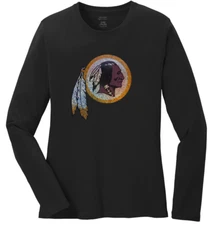 Women's Washington Redskins Ladies Bling Long Sleeve T-Shirt Shirt S-4XL