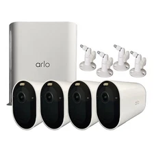 Arlo Pro 4XL Wireless 2K HDR 4 Camera Spotlight Security System & Smarthub White