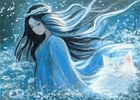 ACEO print limited edition girl with white cat memory by Anna Hoff