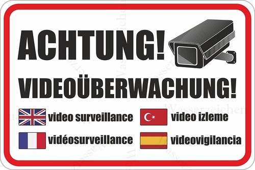 Aufkleber Achtung Videoüberwacht Alarm gesichert Alle Sprachen4 909 Sticker-12cm - 第 1/4 張圖片
