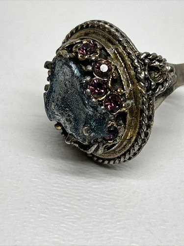 Centrotavola vintage vittoriano design fuso con anello strass viola - Foto 6 di 15