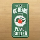 VINTAGE OX-HEART PEANUT BUTTER DOOR PUSH PORCELAIN SIGN PUMP SERVICE STATION AD