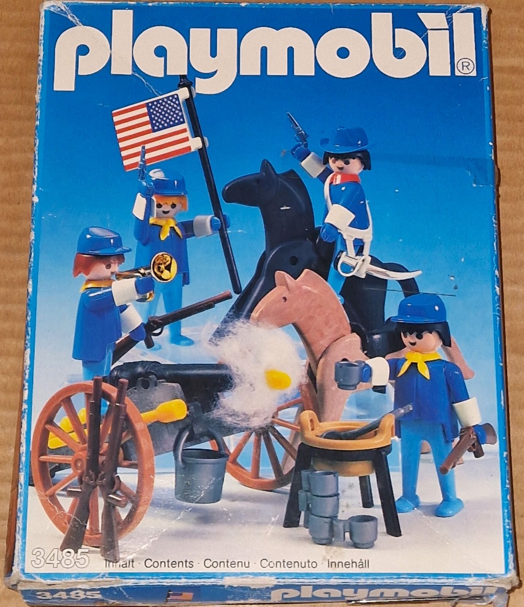 Vintage 80's Playmobil 3485 Western U.S. CAVALRY & CANNON