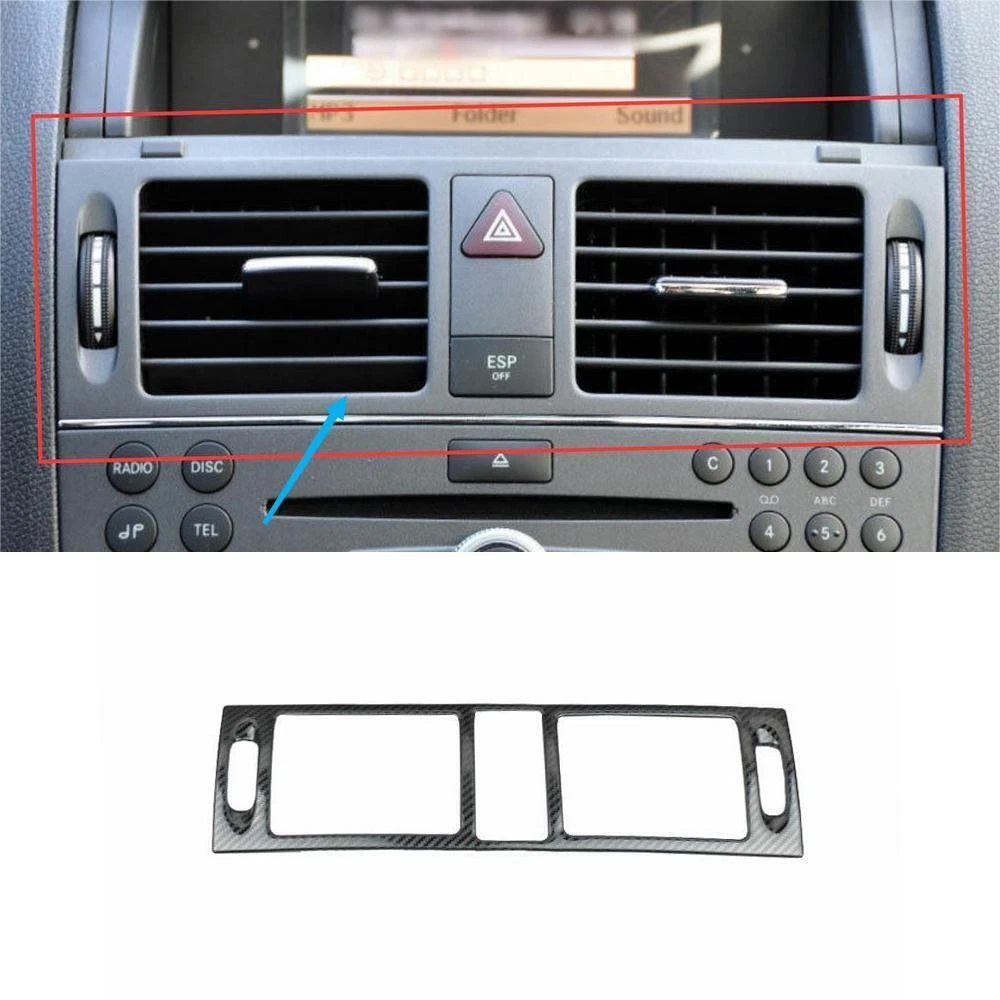Central Console Air Outlet Vent 1* For Benz C-Class 2007-2014 Steel Carbon Fiber