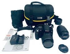 Nikon D3000 Digital SLR Camera Lot ~ Tested / Working ~ 2 Nikkor Lenses & Bag
