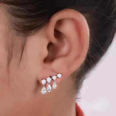 1.60 Ct Pear Lab Created Diamond Engagement Stud Earrings 14k White Gold Plated