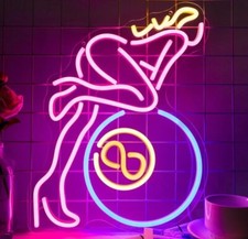 Woman On Pool 8-ball LED Neon Light Sign Acrylic USB Games Room NEW