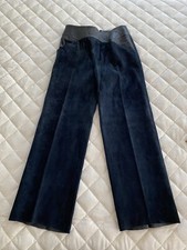 Vintage 1970s Navy Leather Suede Wide Leg Pants Small/Medium