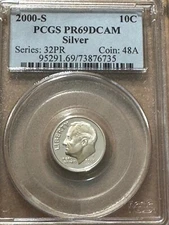 2000-S Roosevelt Dime PCGS PR69DCAM