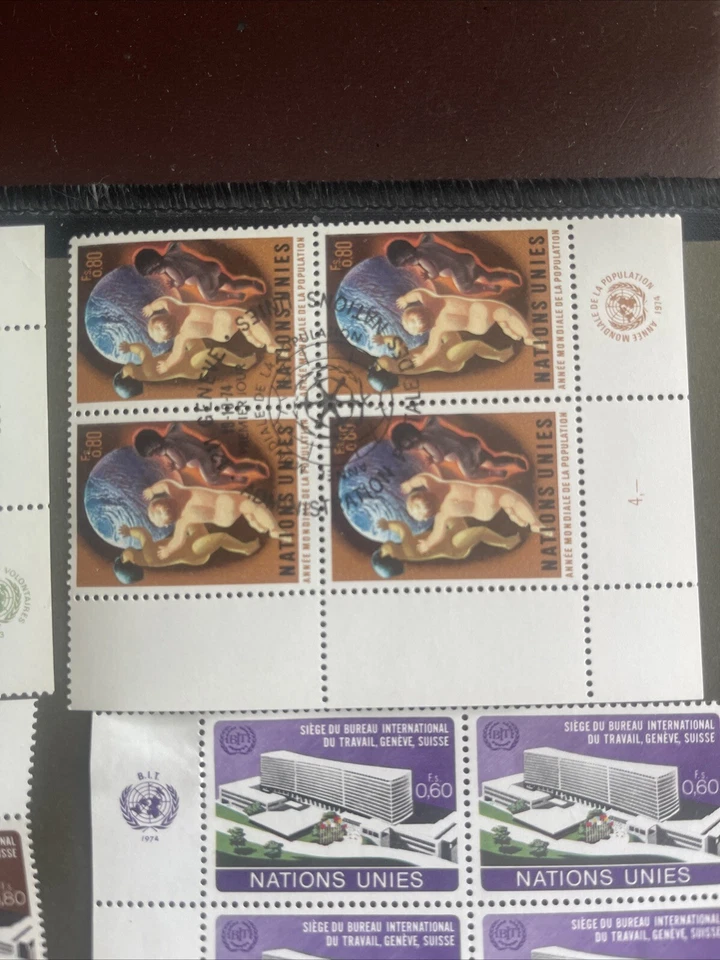 U.N. 1973-1975 Geneva 8 Blocks Of 4 Stamps Each, MLH, See Photos - Image 3 of 4