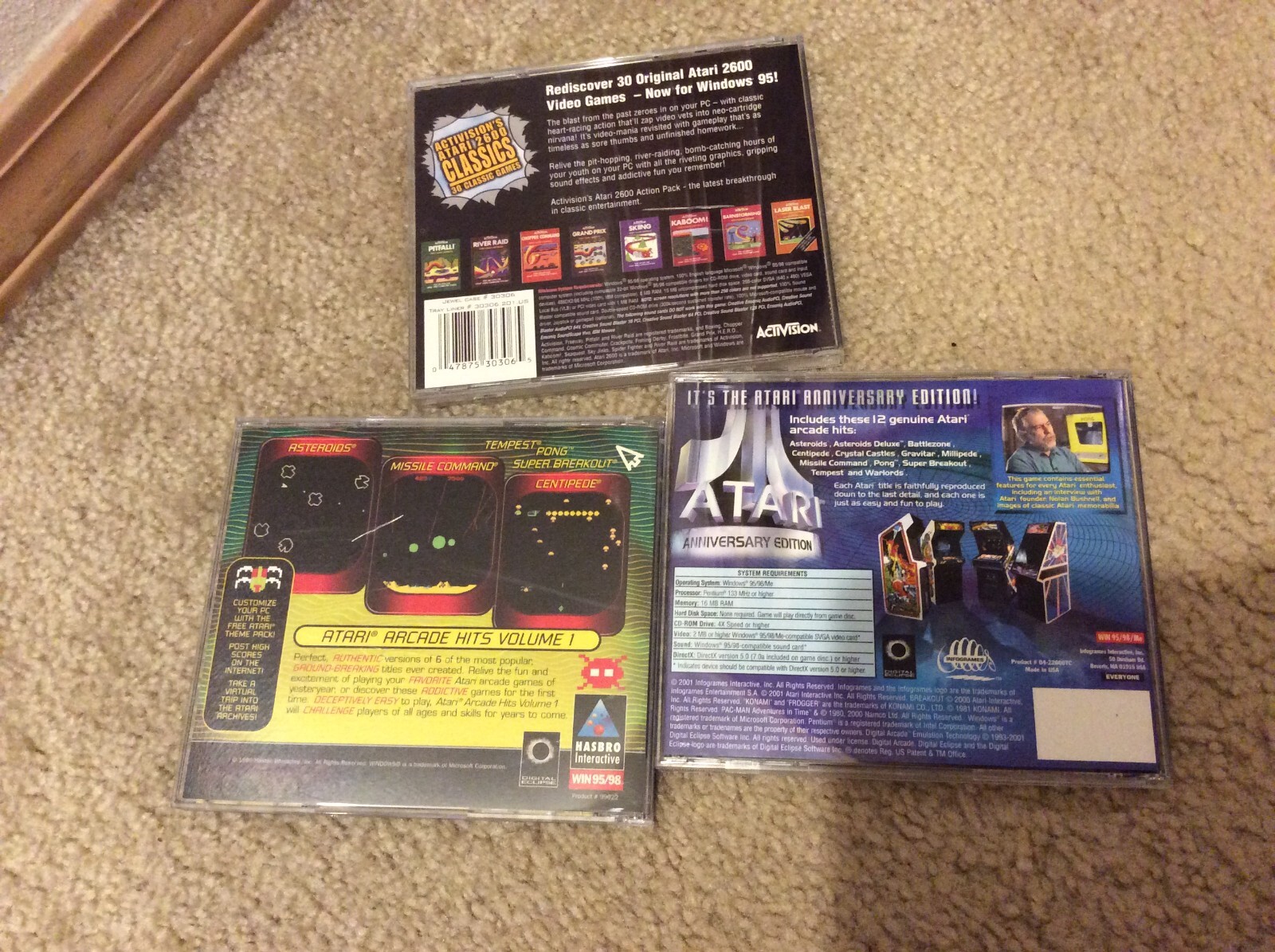 Lot of 3 Games Atari Anniversary Edition PC CD ROM / 2600 Classics ...