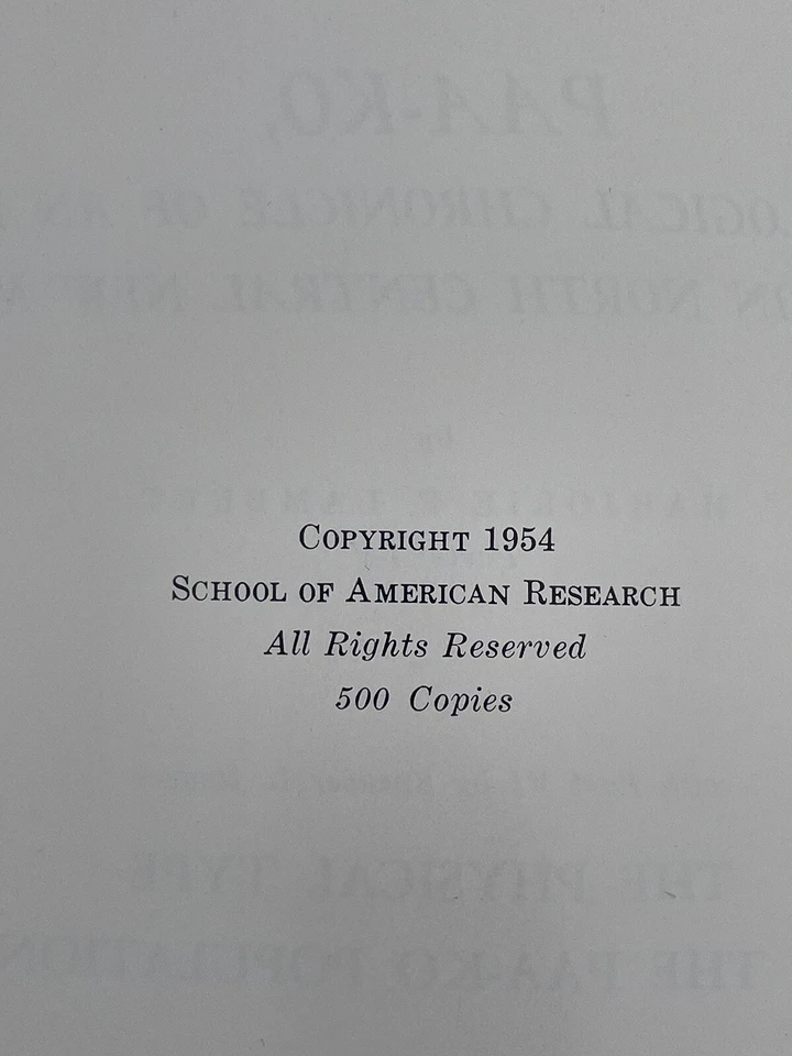РАA-KO ARCHAEOLOGICAL CHRONICLE OF AN INDIAN VILLAGE IN NEW MEXICO 1 OF  500 - Image 4 of 4