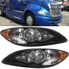 For 2008-2016 International ProStar Black Housing Headlights Left&Right Pairs