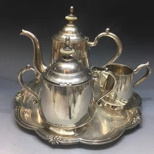 Antique Imperial Russian 84 Silver Tea Set Service Tsar