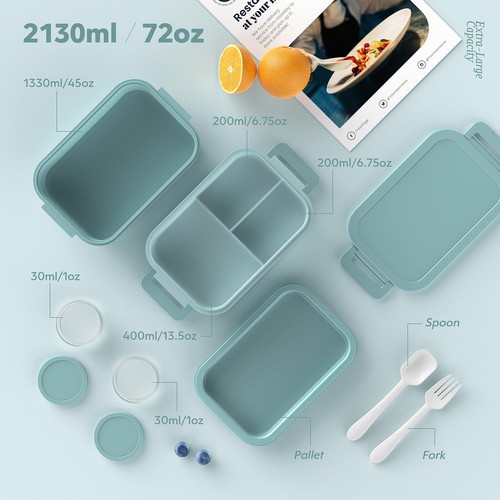 Bento Box Adult Lunch Box 72oz Stackable Bento Lunch Box For Adults 3 Layers All - Picture 7 of 8