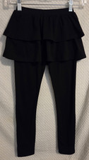 GIRL'S BLACK LEGGINGS WITH ATTACHED RUFFLE SKIRT SIZE 8 9