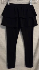 GIRL'S BLACK LEGGINGS WITH ATTACHED RUFFLE SKIRT SIZE 8 9