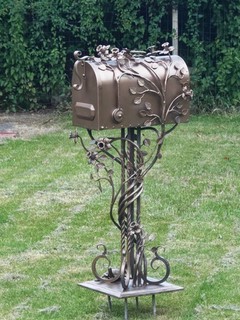 Bespoke Hand Forged Wrought Iron Art Nouveau US Mailbox Sculpture