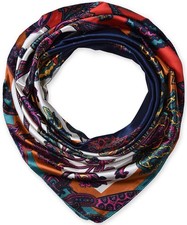 corciova Designer Satin Women Big Square Neck 1 Pcs, 149 Navy Ethnic Floral