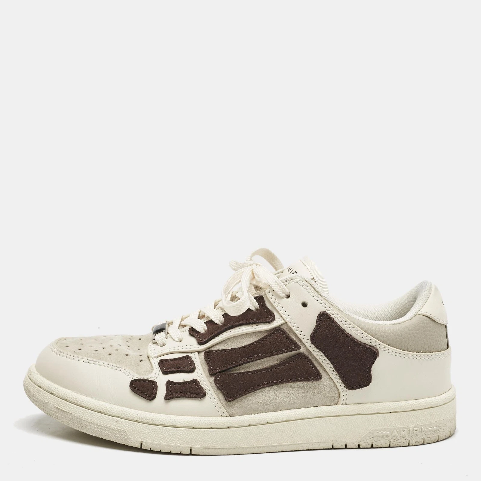 AMIRI SNEAKERS Sneakers basse Amiri beige marrone in pelle e pelle scamosciata Skel taglia 40