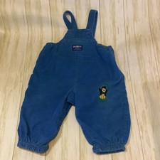 Vtg OshKosh B'Gosh Corduroy Overalls 12 Month Vestback Blue Penguin USA Made