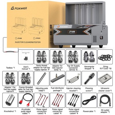 FOXWELL JT400 4 Cylinder Ultrasonic Fuel Injector Cleaner GDI EFI Tester