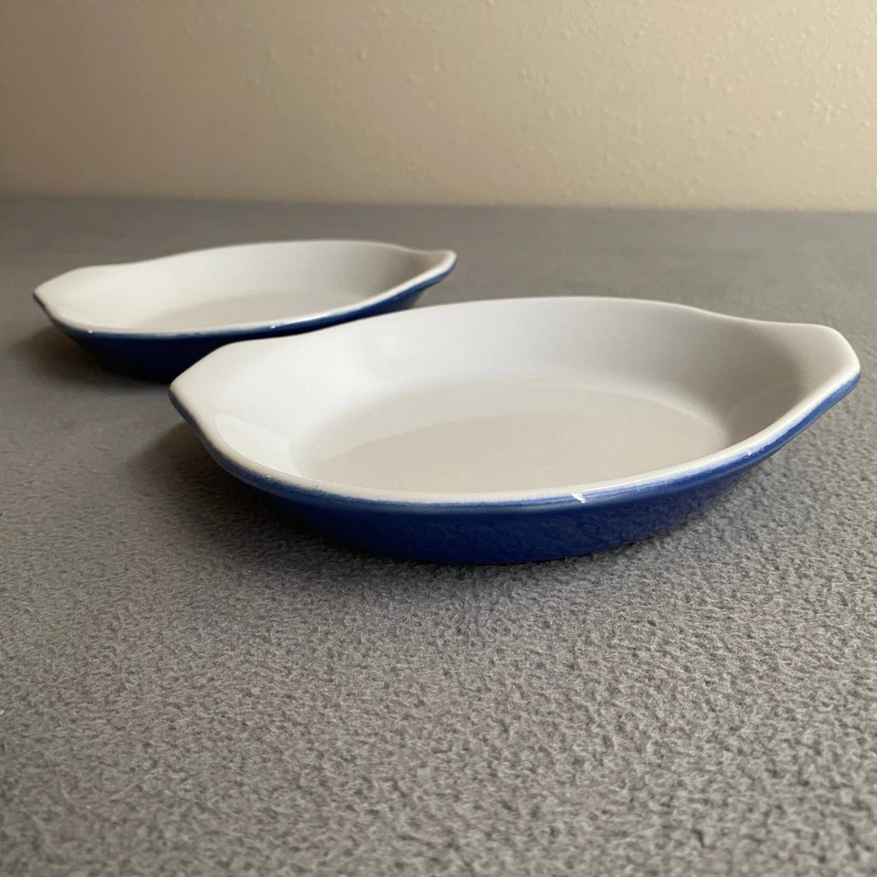 Emile Henry Francia 7116 Juego de 2 Platos Redondos Crema Brulee Utensilios para Hornear Cerámica Azul Foto 2 de 4