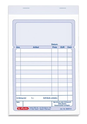 Herlitz Formularbuch ''Kassenblock'' DIN A6 2 x 50 Blatt