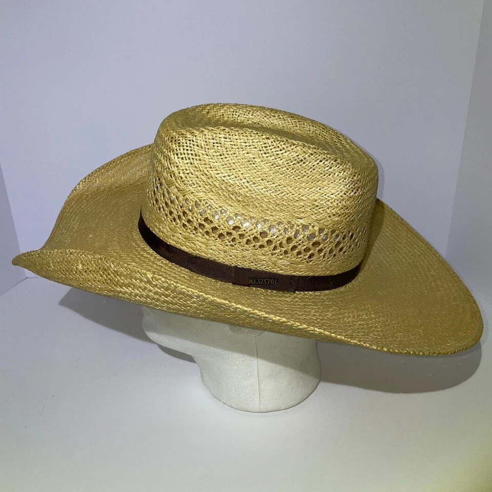 Resistol Straw Cowboy Hat Size 7 1/8 Long Oval - Image 2 of 4