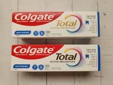 2× Colgate Total Active Prevention Whitening Toothpaste, 3.3 oz, Exp: 11-2026