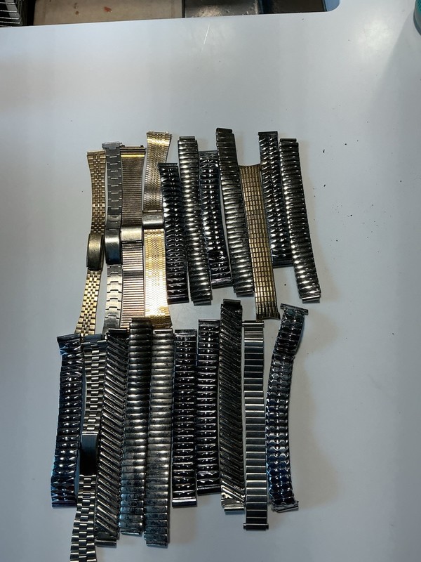 Vintage Mixed Watch Bands Lot of 15 Mens Expansion Metal Stretch Band - Used