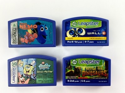 Leap Frog Leapster Lot of 4Learning Game Cartridges-Sponge Bob,Wall-e, etc
