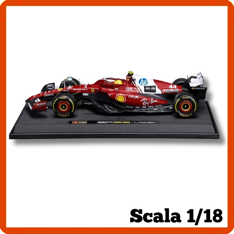 Modellino auto scala 1/18 diecast f1 Ferrari SF25 Hamilton 2025 BBurago Burago - Immagine 3 di 4