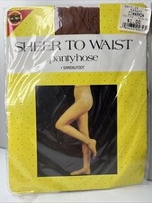 New Vintage Sheer to Waist Pantyhose Sandalfoot Cinnamon One Size To 160 Lbs USA