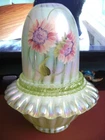 FENTON - D. CUTSHAW (HP)  TOPAZ RIB OPTIC OPAL CARNIVAL FAIRY LAMP - UV GLOWS!!