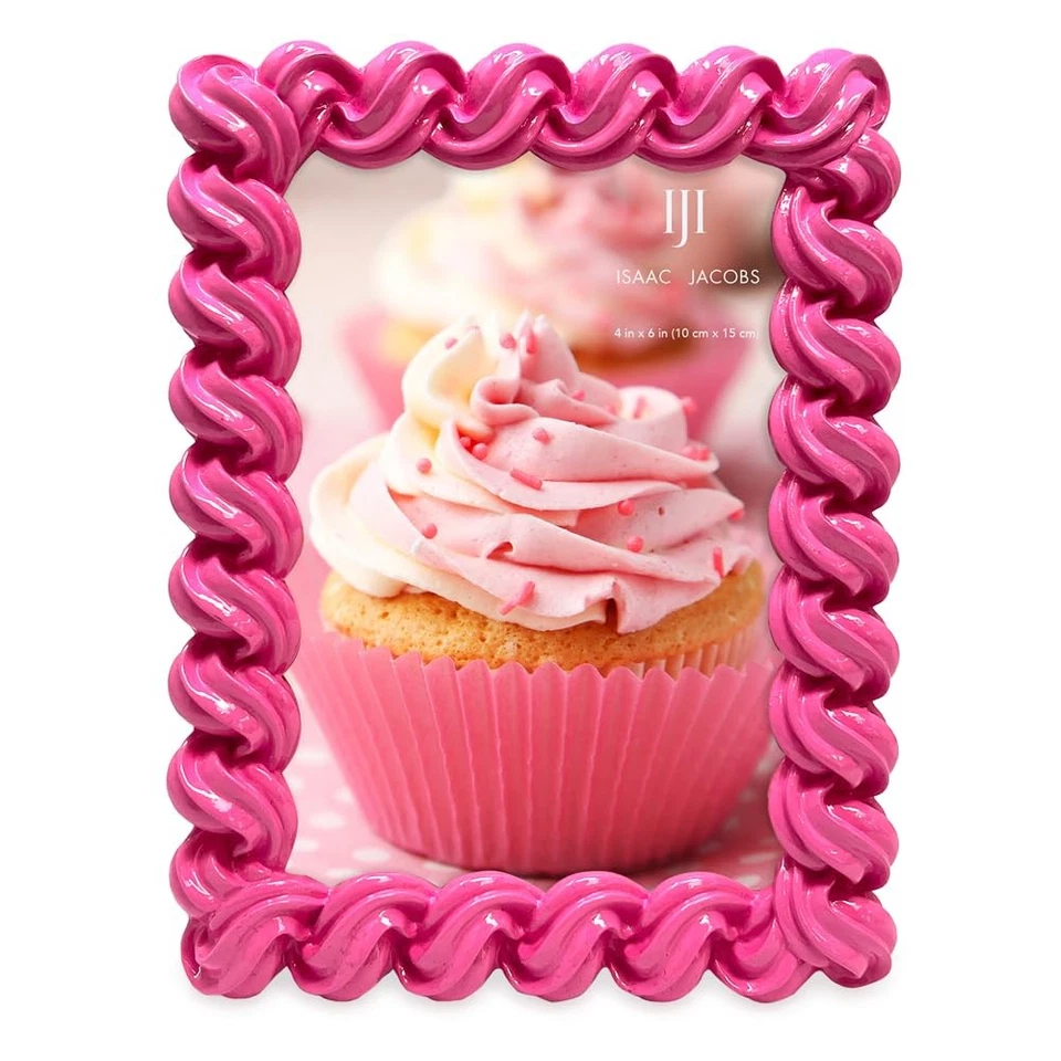 Marco de fotos rectangular esmerilado brillante rosa oscuro 4x6 con caballete y gancho para T... Foto 2 de 3