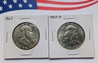 1963-P & 1963-D Franklin Half Dollars, 90% Silver AU