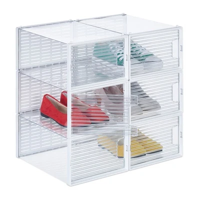 Boîte à chaussures boîtes empilables rangement pour sneakers 6 pièces hydrofuge - Photo 1/4