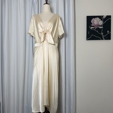 Baltic Born Tie Front Satin Maxi Dress Cream Ivory XXL High Low