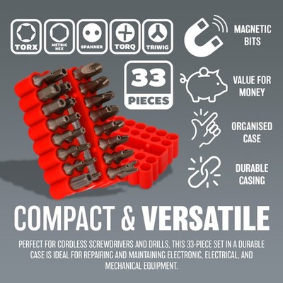 33-teiliges manipulationssicheres Bit-Set Schraubendreher Torx Sechskant Sicherheit Magnethalter Stern 25 mm
