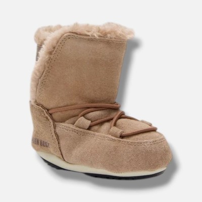 Moon Boot Unisex Baby Beige Whiskey Crib Suede Boots Shoes Size 2C/3C
