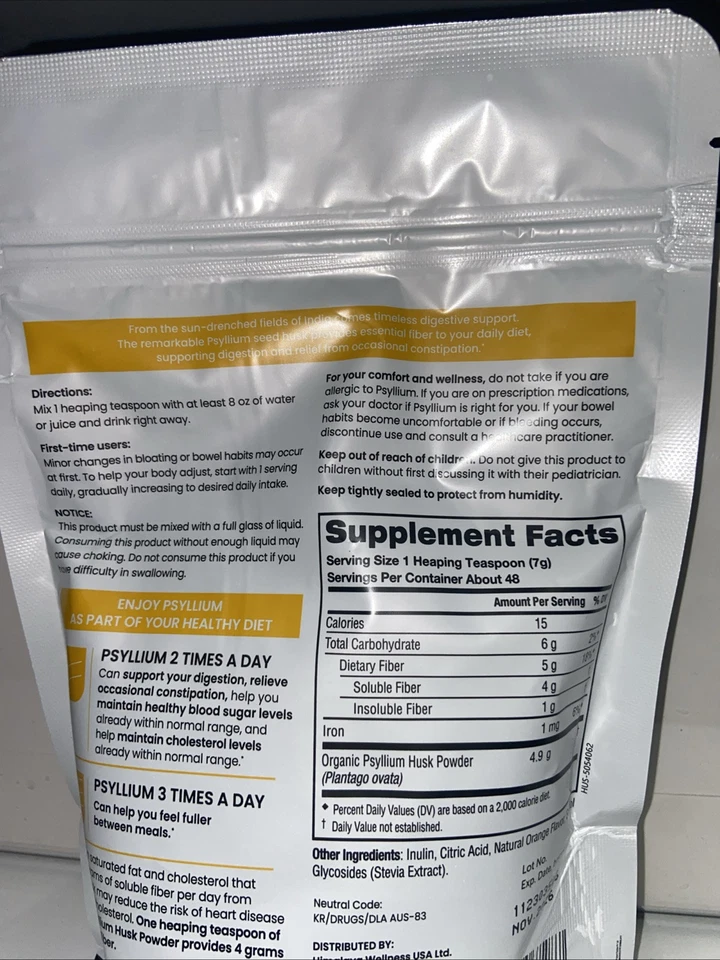 Polvo de cáscara de psyllium, naranja, 12 oz (340 g) Foto 2 de 2