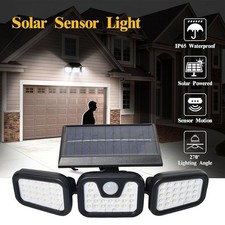 3 Head Solar Security Light Outdoor LED Motion Sensor Waterproof Wall Lamp