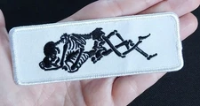 Embroidered Iron On Motorcycle Jacket Vest Biker PATCH ~ Skeleton's Screwing