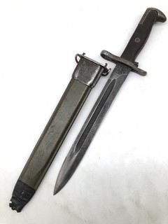 WWII American Fork & Hoe (AFH) Cut Down Bayonet 1940’s 16" with Scabbard