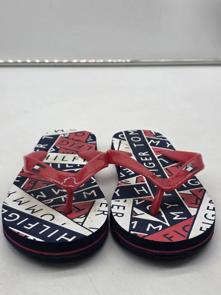 Tommy Hilfiger Sandalias Niños Talla 2 Rojo Azul Chanclas Zapatos Logo Playa Foto 2 de 4
